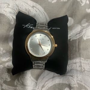 Kenneth Cole stainless steel silver and rose gold watch